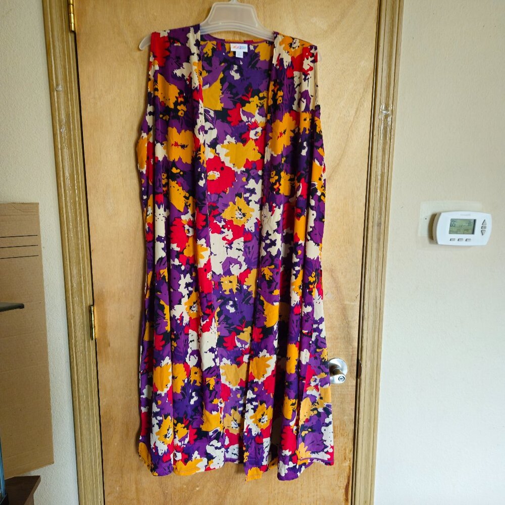 Lularoe Sheer Open Kimono L Colorful